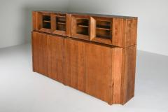 Giuseppe Rivadossi Rivadossi Solid Walnut Credenza with Vitrine Top Italy 1970s - 1679567