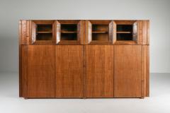 Giuseppe Rivadossi Rivadossi Solid Walnut Credenza with Vitrine Top Italy 1970s - 1679569