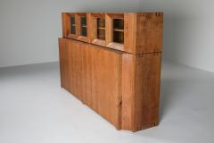 Giuseppe Rivadossi Rivadossi Solid Walnut Credenza with Vitrine Top Italy 1970s - 1679572
