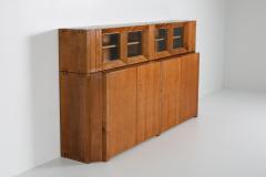 Giuseppe Rivadossi Rivadossi Solid Walnut Credenza with Vitrine Top Italy 1970s - 1679574