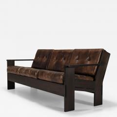 Giuseppe Rivadossi Three seater Sofa by Giuseppe Rivadossi in Slavonian Oak and Leather - 3968217