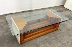 Giuseppe Rivadossi Wood and Glass Coffee Table with Sculptural Base 1970s by Giuseppe Rivadossi - 4498454