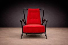 Giuseppe Scapinelli Armchair in Hardwood with Ebony Finish Red Fabric Giuseppe Scapinelli 1950s - 4579726