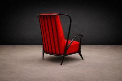 Giuseppe Scapinelli Armchair in Hardwood with Ebony Finish Red Fabric Giuseppe Scapinelli 1950s - 4579728