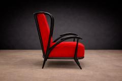 Giuseppe Scapinelli Armchair in Hardwood with Ebony Finish Red Fabric Giuseppe Scapinelli 1950s - 4579729