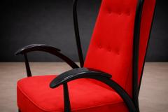 Giuseppe Scapinelli Armchair in Hardwood with Ebony Finish Red Fabric Giuseppe Scapinelli 1950s - 4579730