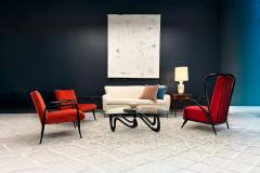 Giuseppe Scapinelli Armchair in Hardwood with Ebony Finish Red Fabric Giuseppe Scapinelli 1950s - 4579731