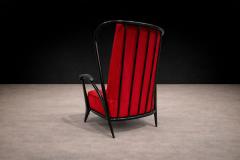 Giuseppe Scapinelli Armchair in Hardwood with Ebony Finish Red Fabric Giuseppe Scapinelli 1950s - 4579732
