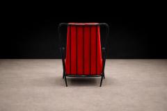 Giuseppe Scapinelli Armchair in Hardwood with Ebony Finish Red Fabric Giuseppe Scapinelli 1950s - 4579733