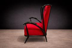 Giuseppe Scapinelli Armchair in Hardwood with Ebony Finish Red Fabric Giuseppe Scapinelli 1950s - 4579734