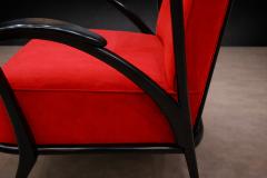 Giuseppe Scapinelli Armchair in Hardwood with Ebony Finish Red Fabric Giuseppe Scapinelli 1950s - 4579735