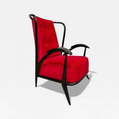 Giuseppe Scapinelli Armchair in Hardwood with Ebony Finish Red Fabric Giuseppe Scapinelli 1950s - 4580213