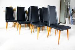 Giuseppe Scapinelli Brazilian Modern 10 Chair Set in Hardwood Black Leather G Scapinelli Brazil - 3186386