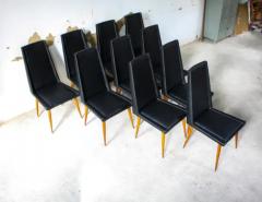 Giuseppe Scapinelli Brazilian Modern 10 Chair Set in Hardwood Black Leather G Scapinelli Brazil - 3186390