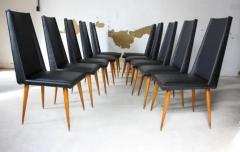 Giuseppe Scapinelli Brazilian Modern 10 Chair Set in Hardwood Black Leather G Scapinelli Brazil - 3186434