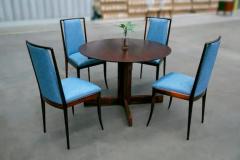 Giuseppe Scapinelli Brazilian Modern 4 Chair Set in Hardwood Blue Fabric by G Scapinelli Brazi - 3186559