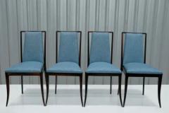 Giuseppe Scapinelli Brazilian Modern 4 Chair Set in Hardwood Blue Fabric by G Scapinelli Brazi - 3186560