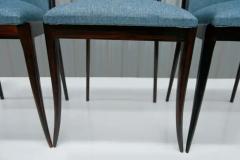 Giuseppe Scapinelli Brazilian Modern 4 Chair Set in Hardwood Blue Fabric by G Scapinelli Brazi - 3186678