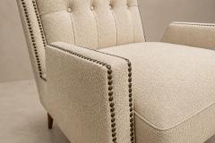 Giuseppe Scapinelli Brazilian Modern Armchair in Hardwood Warm Oatmeal Boucl by Scapinelli - 4597013