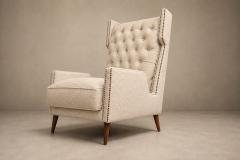 Giuseppe Scapinelli Brazilian Modern Armchair in Hardwood Warm Oatmeal Boucl by Scapinelli - 4597016