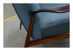 Giuseppe Scapinelli Brazilian Modern Armchairs in Hardwood and Blue Fabric Giuseppe Scapinelli - 3357430