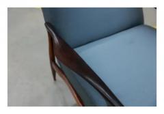 Giuseppe Scapinelli Brazilian Modern Armchairs in Hardwood and Blue Fabric Giuseppe Scapinelli - 3357434