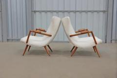 Giuseppe Scapinelli Brazilian Modern Armchairs in Hardwood and Boucle Giuseppe Scapinelli c 1950 - 3357441