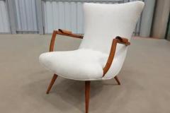 Giuseppe Scapinelli Brazilian Modern Armchairs in Hardwood and Boucle Giuseppe Scapinelli c 1950 - 3357449