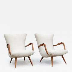 Giuseppe Scapinelli Brazilian Modern Armchairs in Hardwood and Boucle Giuseppe Scapinelli c 1950 - 3372063