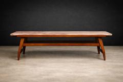 Giuseppe Scapinelli Brazilian Modern Coffee Table in Caviuna wood Ros Portuguese Marble Top - 4531148