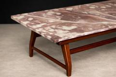Giuseppe Scapinelli Brazilian Modern Coffee Table in Caviuna wood Ros Portuguese Marble Top - 4531149