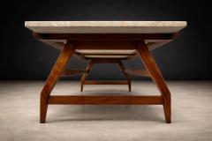 Giuseppe Scapinelli Brazilian Modern Coffee Table in Caviuna wood Ros Portuguese Marble Top - 4531150