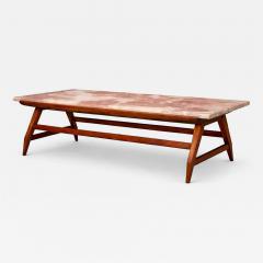 Giuseppe Scapinelli Brazilian Modern Coffee Table in Caviuna wood Ros Portuguese Marble Top - 4538940
