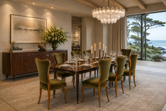 Giuseppe Scapinelli Brazilian Modern Set of Eight Dining Chairs in Pau Marfim and Olive Green Mohair - 4698924