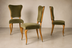 Giuseppe Scapinelli Brazilian Modern Set of Eight Dining Chairs in Pau Marfim and Olive Green Mohair - 4698926