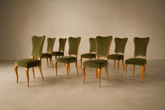 Giuseppe Scapinelli Brazilian Modern Set of Eight Dining Chairs in Pau Marfim and Olive Green Mohair - 4698929