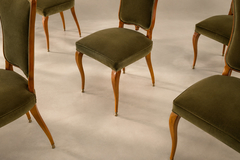Giuseppe Scapinelli Brazilian Modern Set of Eight Dining Chairs in Pau Marfim and Olive Green Mohair - 4698932