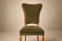 Giuseppe Scapinelli Brazilian Modern Set of Eight Dining Chairs in Pau Marfim and Olive Green Mohair - 4698933