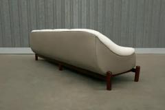 Giuseppe Scapinelli Brazilian Modern Sofa in Hardwood Grey Leather White Fabric by Cimo 1960s - 3186600