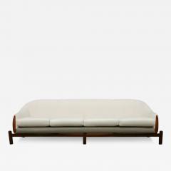 Giuseppe Scapinelli Brazilian Modern Sofa in Hardwood Grey Leather White Fabric by Cimo 1960s - 3194907