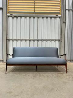 Giuseppe Scapinelli Brazilian Modern Sofa in Hardwood and Blue Fabric by Giuseppe Scapinelli 1950 - 3716512