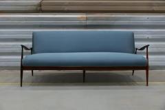 Giuseppe Scapinelli Brazilian Modern Sofa in Hardwood and Blue Fabric by Giuseppe Scapinelli 1950 - 3716536