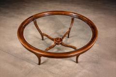 Giuseppe Scapinelli Circular Coffee Table in Cavi na Wood Glass by Giuseppe Scapinelli - 4594216