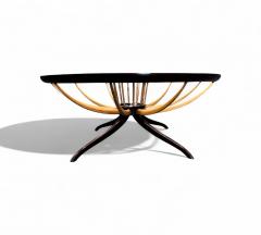 Giuseppe Scapinelli Coffee Table with Flower Vase in Two Woods Giuseppe Scapinelli 1950s - 4367475