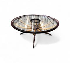 Giuseppe Scapinelli Coffee Table with Flower Vase in Two Woods Giuseppe Scapinelli 1950s - 4367476