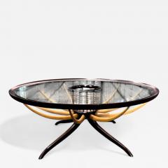 Giuseppe Scapinelli Coffee Table with Flower Vase in Two Woods Giuseppe Scapinelli 1950s - 4374555