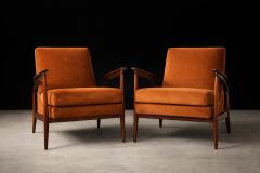 Giuseppe Scapinelli Giuseppe Scapinelli Pair of Armchairs in Cavi na Burnt Caramel Mohair Velvet - 4526637