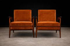 Giuseppe Scapinelli Giuseppe Scapinelli Pair of Armchairs in Cavi na Burnt Caramel Mohair Velvet - 4526643