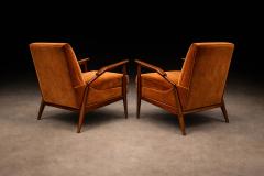 Giuseppe Scapinelli Giuseppe Scapinelli Pair of Armchairs in Cavi na Burnt Caramel Mohair Velvet - 4526646