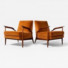 Giuseppe Scapinelli Giuseppe Scapinelli Pair of Armchairs in Cavi na Burnt Caramel Mohair Velvet - 4538900